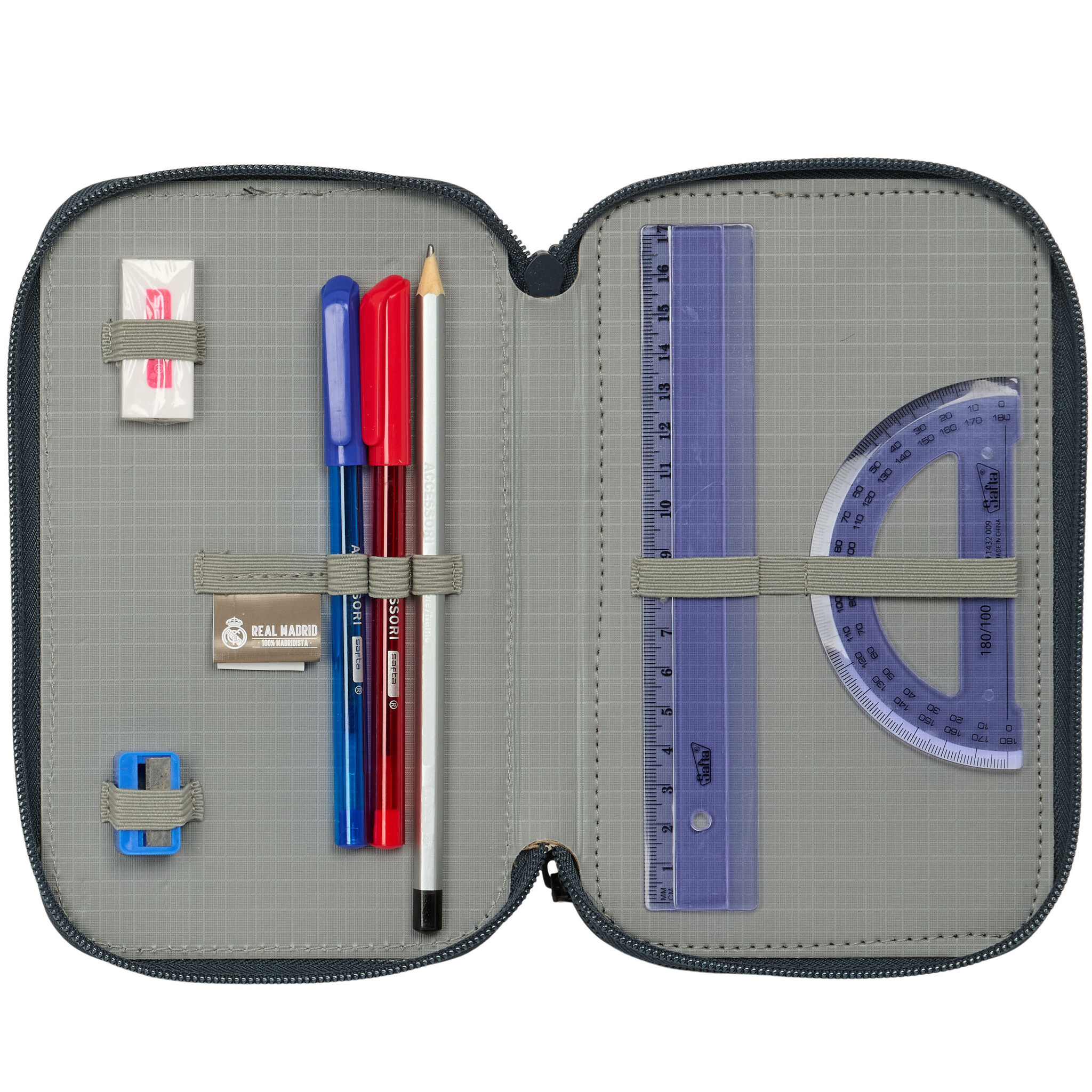Real Madrid Filled Champions Pencil Case - 37 pieces - 19.5 x 12.5 x 5.5 cm - Polyester
