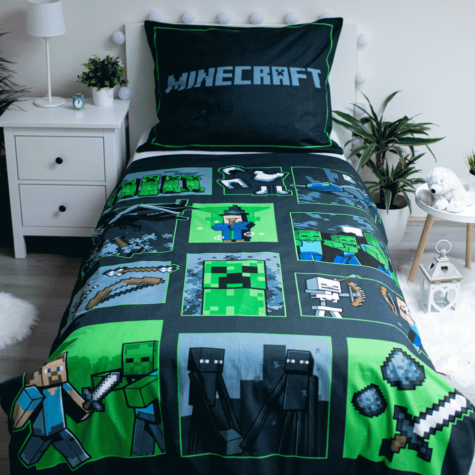 Minecraft Dekbedovertrek Survival Mode - 140 x 200 cm / 70 x 90 cm - Katoen