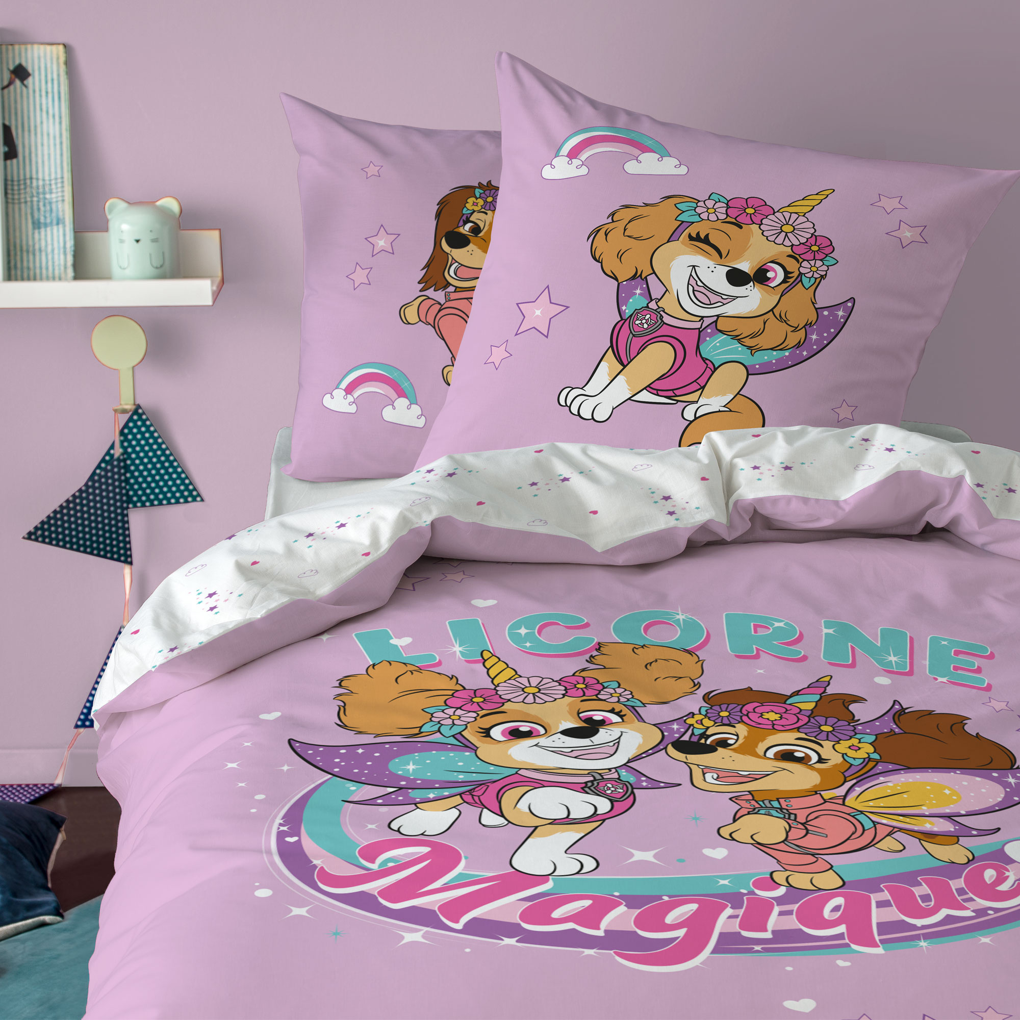Paw Patrol Magique Duvet Cover - 140 x 200 + 63 x 63 cm - Cotton
