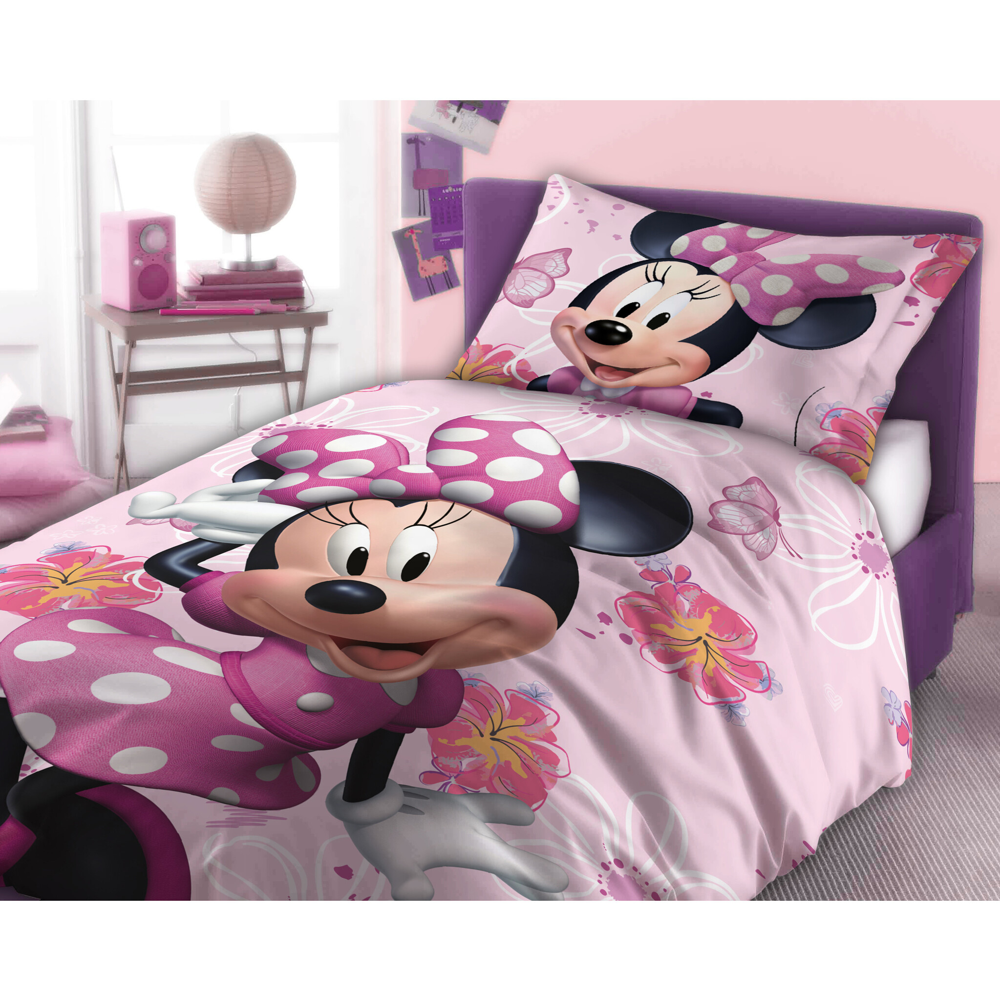 Disney Minnie Mouse Dekbedovertrek Pretty - 140 x 200 cm / 70 x 90 cm - Katoen