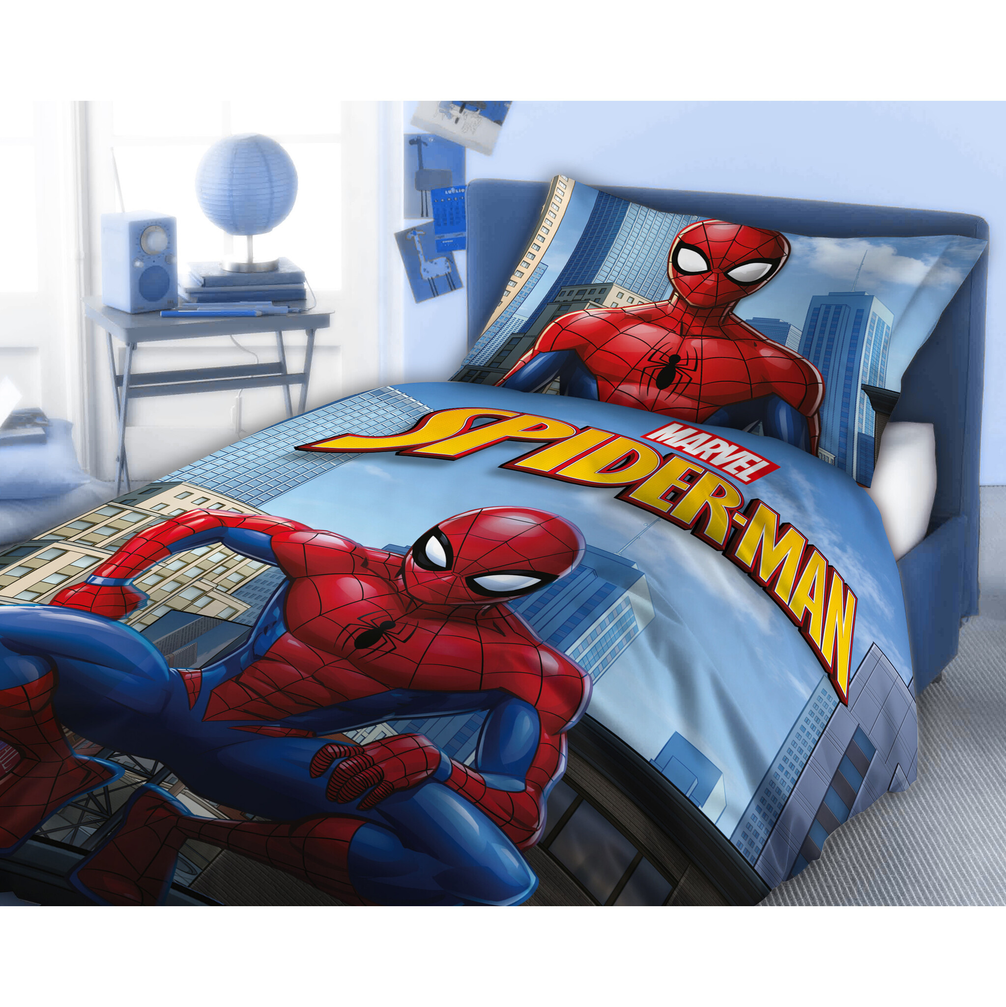 Spiderman Dekbedovertrek City Hero - 140 x 200 cm / 70 x 90 cm - Katoen