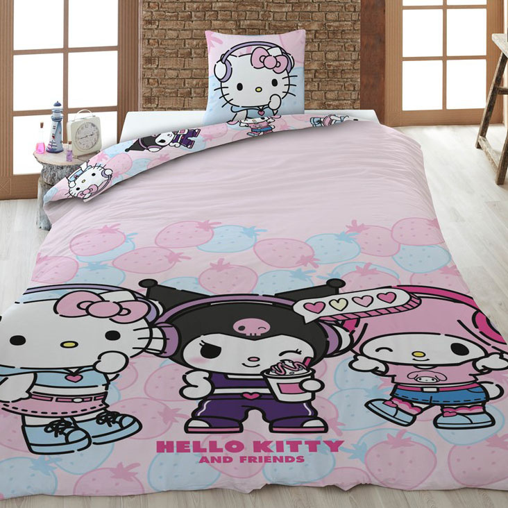Sanrio Dekbedovertrek Friends - 140 x 200 + 65 x 65 cm - Polykatoen
