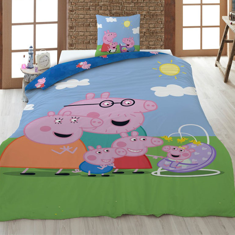Peppa Pig Dekbedovertrek Family - 140 x 200 + 65 x 65 cm - Polykatoen
