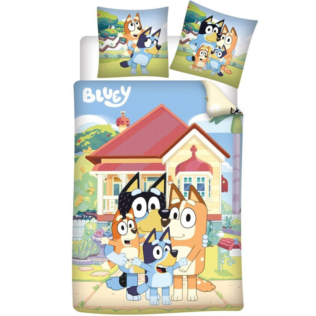 Bluey Happy Home Duvet Cover - 140 x 200 cm / 65 x 65 cm - Flannel