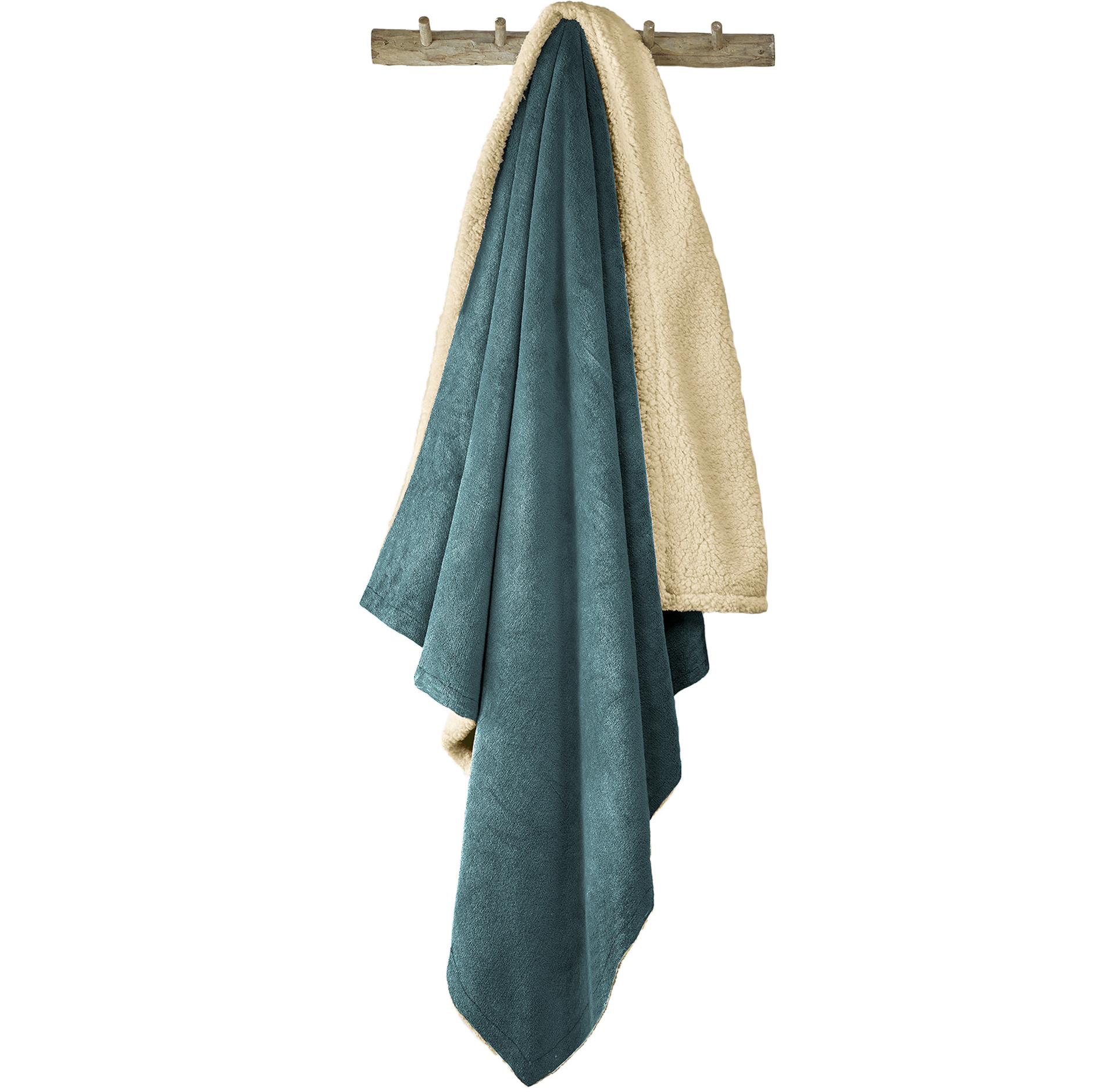 De Witte Lietaer Teddy Fleece Plaid Laya - Petrol - 150 x 200 cm - Polyester