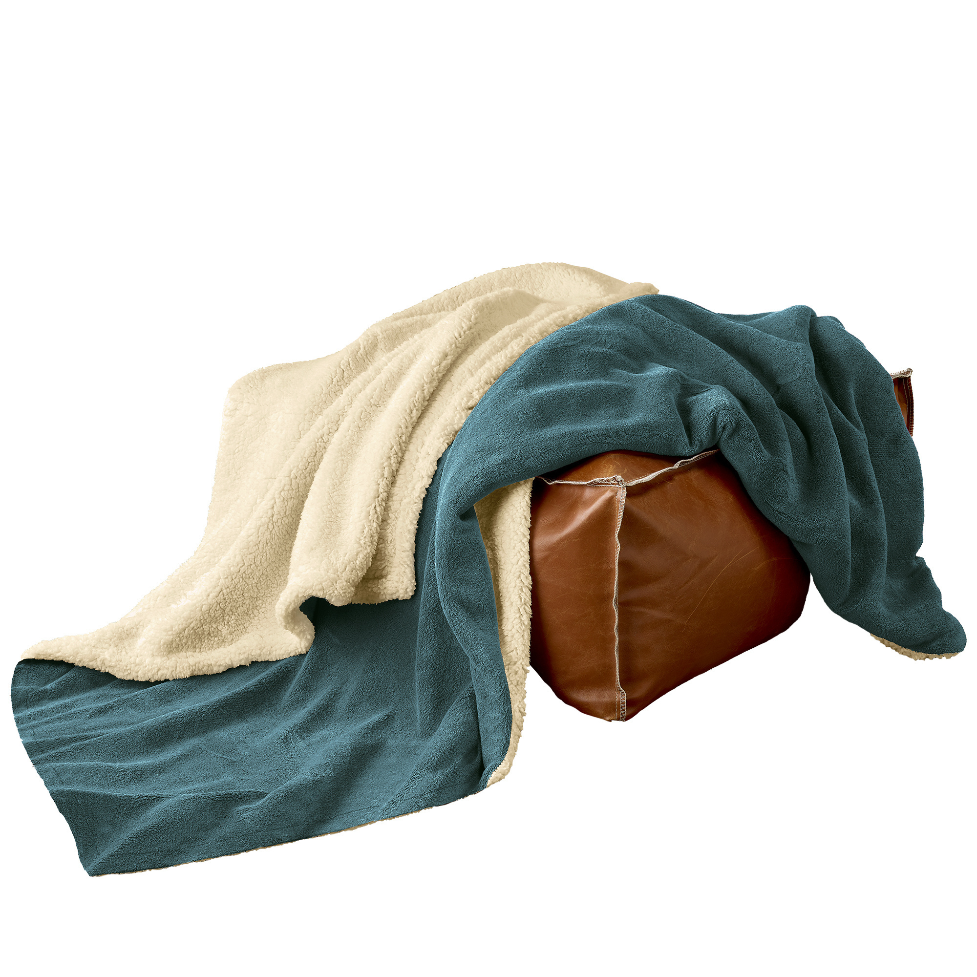 De Witte Lietaer Teddy Fleece Plaid Laya - Royal Blue - 150 x 200 cm - Polyester