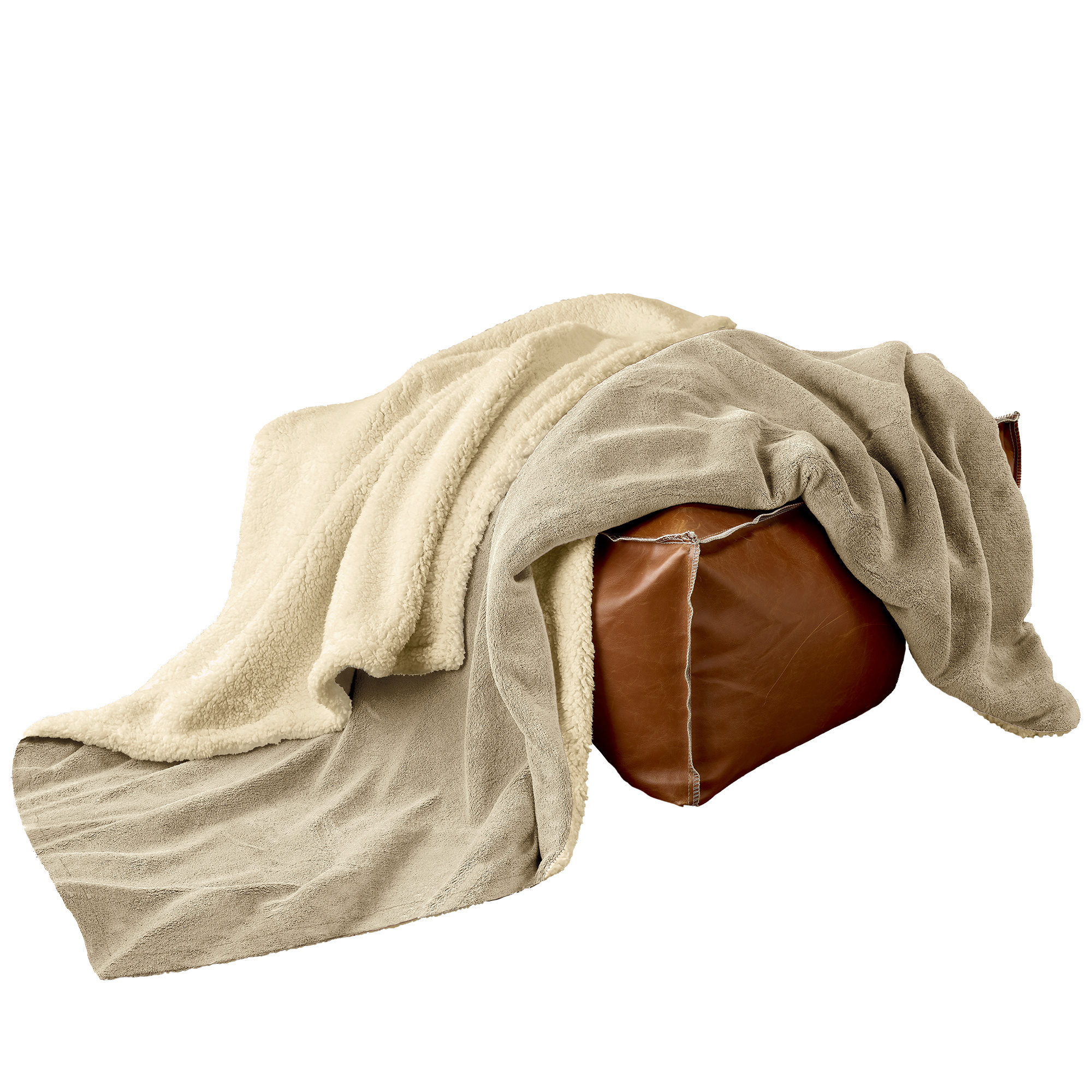 De Witte Lietaer Teddy Fleece Plaid Laya - Safari - 220 x 240 cm - Polyester