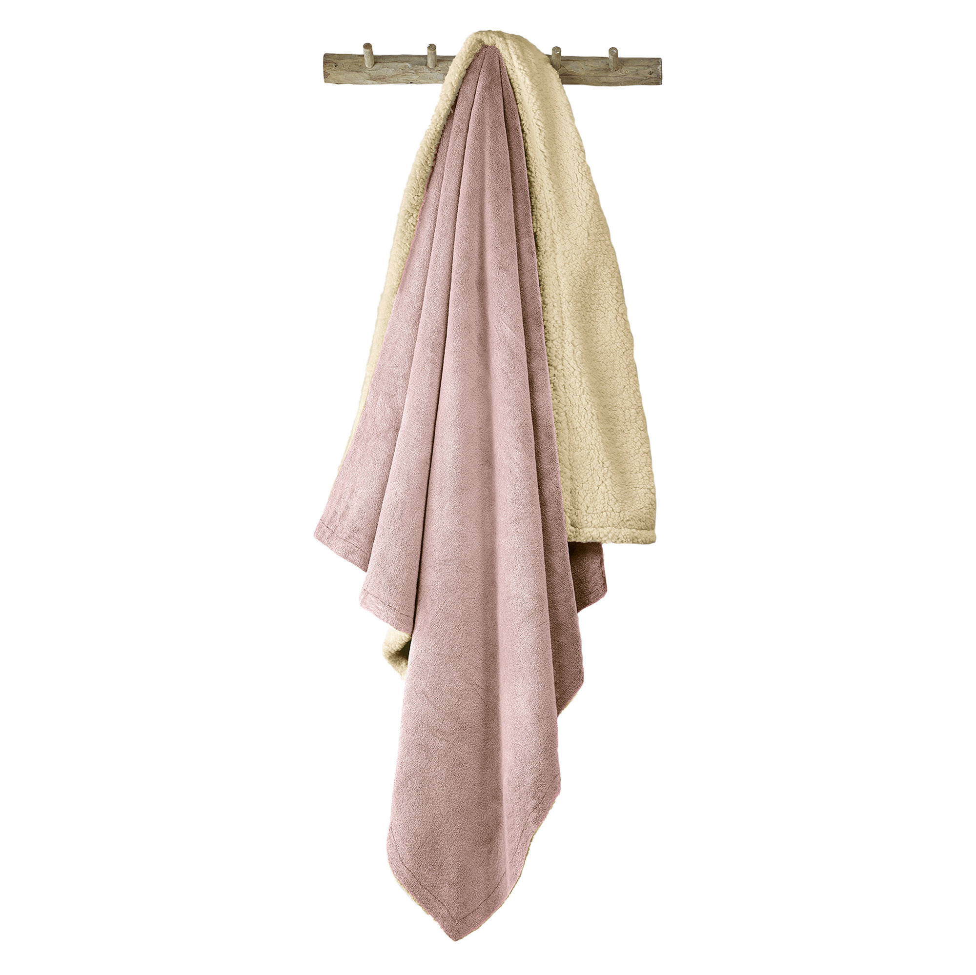 De Witte Lietaer Teddy Fleece Plaid Laya - Vieux Rose - 220 x 240 cm - Polyester