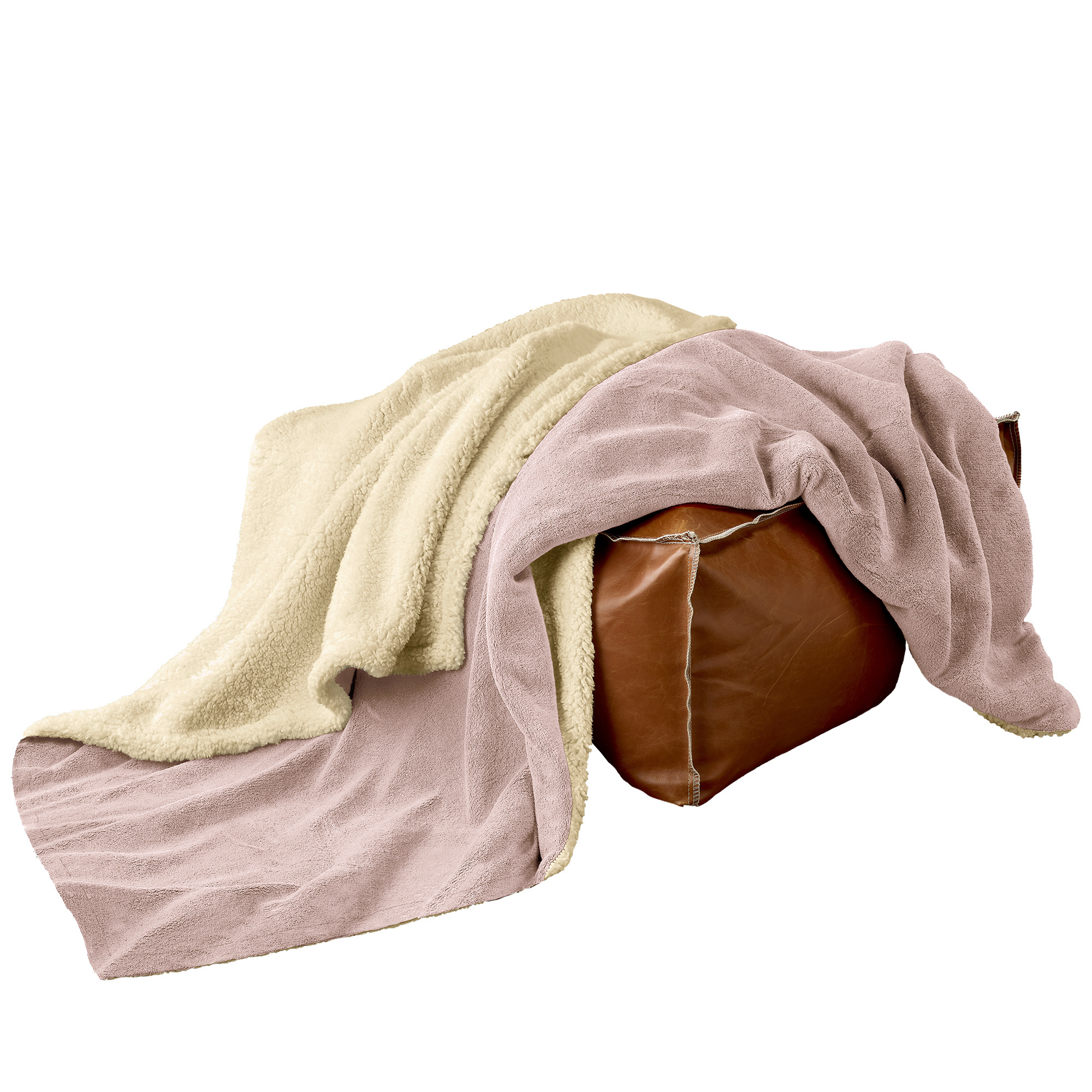 De Witte Lietaer Teddy Fleece Plaid Laya - Vieux Rose - 220 x 240 cm - Polyester