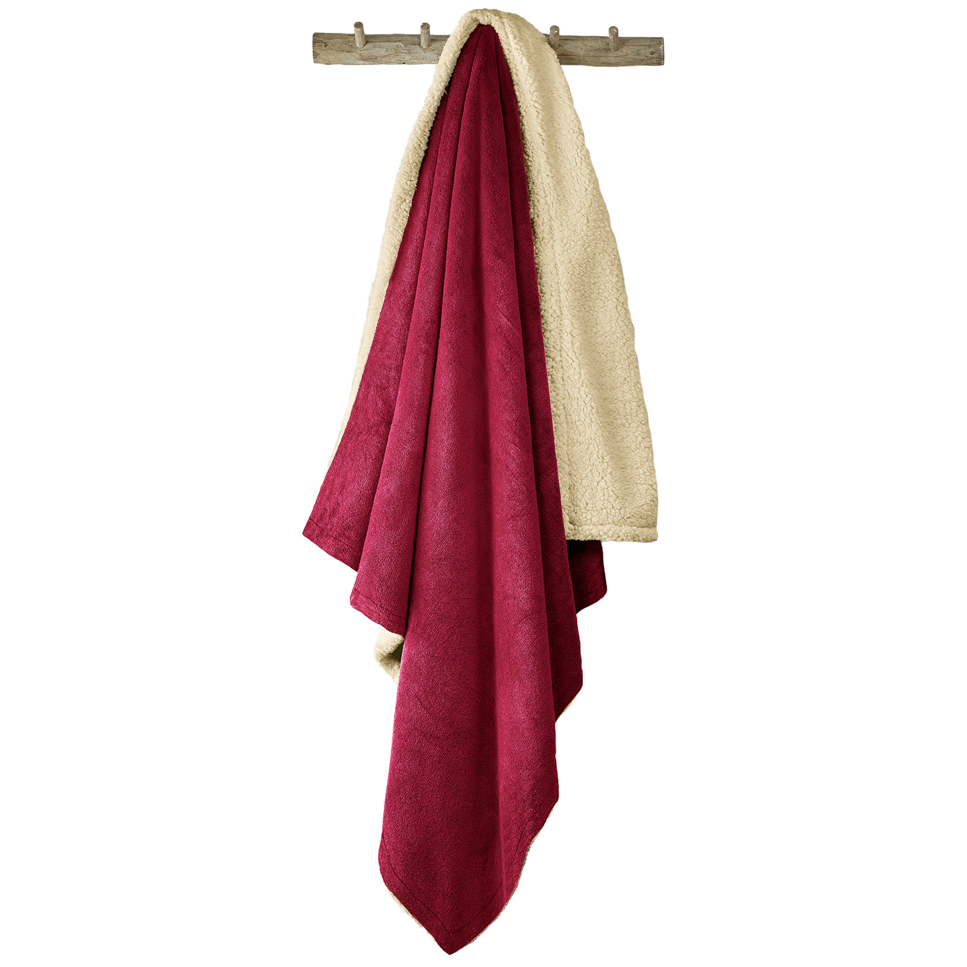 De Witte Lietaer Teddy Fleece Plaid Laya - Wine Red - 220 x 240 cm - Polyester