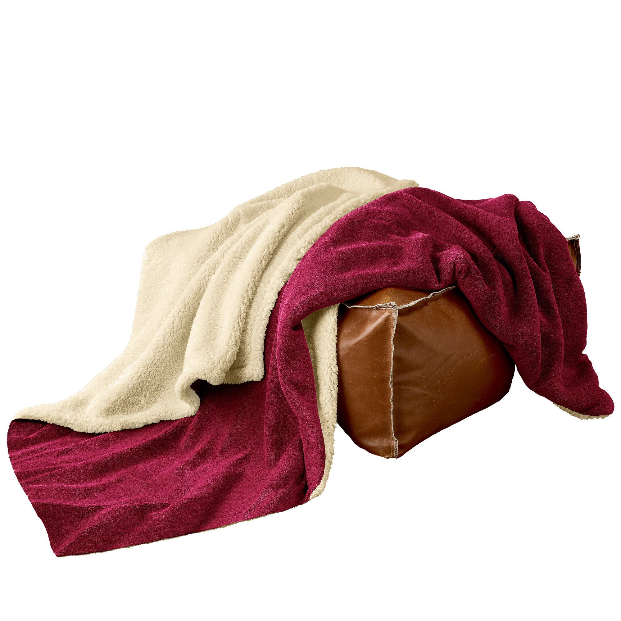 De Witte Lietaer Teddy Fleece Plaid Laya - Wine Red - 220 x 240 cm - Polyester