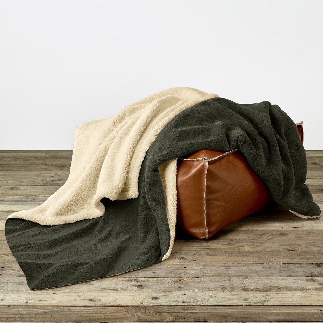 De Witte Lietaer Teddy Fleece Plaid Laya - Khaki - 150 x 200 cm - Polyester