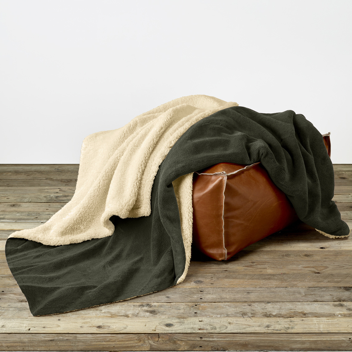 De Witte Lietaer Teddy Fleece Plaid Laya - Khaki - 220 x 240 cm - Polyester