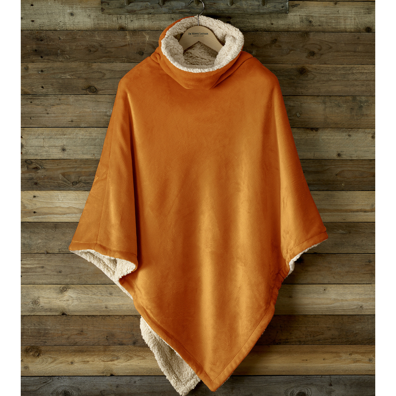De Witte Lietaer Teddy Fleece Poncho Ganges - Copper - 86 x 86 cm - Polyester