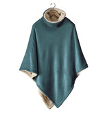 De Witte Lietaer Teddy Fleece Poncho Ganges - Petrol - 86 x 86 cm - Polyester