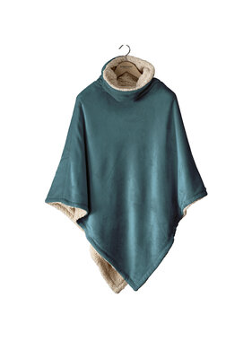 De Witte Lietaer Teddy Fleece Poncho Ganges Petrol 86 x 86 cm Polyester