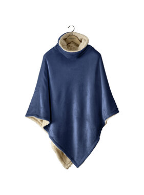 De Witte Lietaer Teddy Fleece Poncho Ganges Royal Blue 86 x 86 cm Polyester