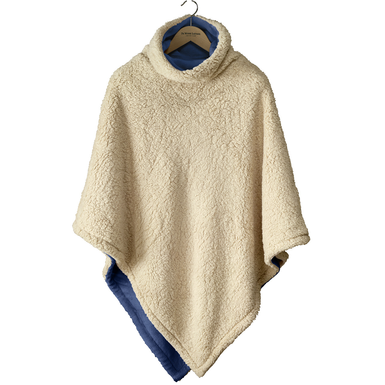 De Witte Lietaer Teddy Fleece Poncho Ganges - Royal Blue - 86 x 86 cm - Polyester