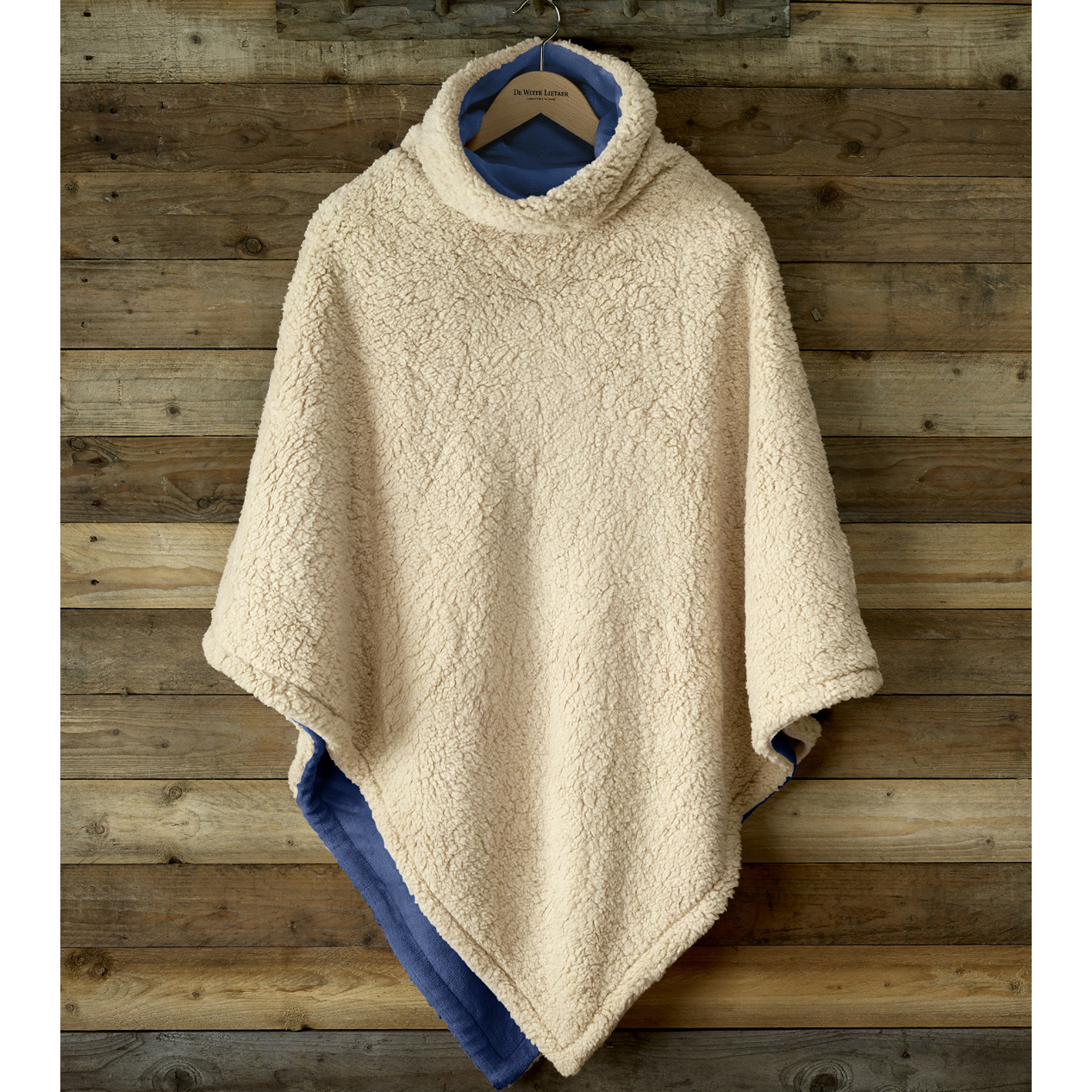 De Witte Lietaer Teddy Fleece Poncho Ganges - Royal Blue - 86 x 86 cm - Polyester
