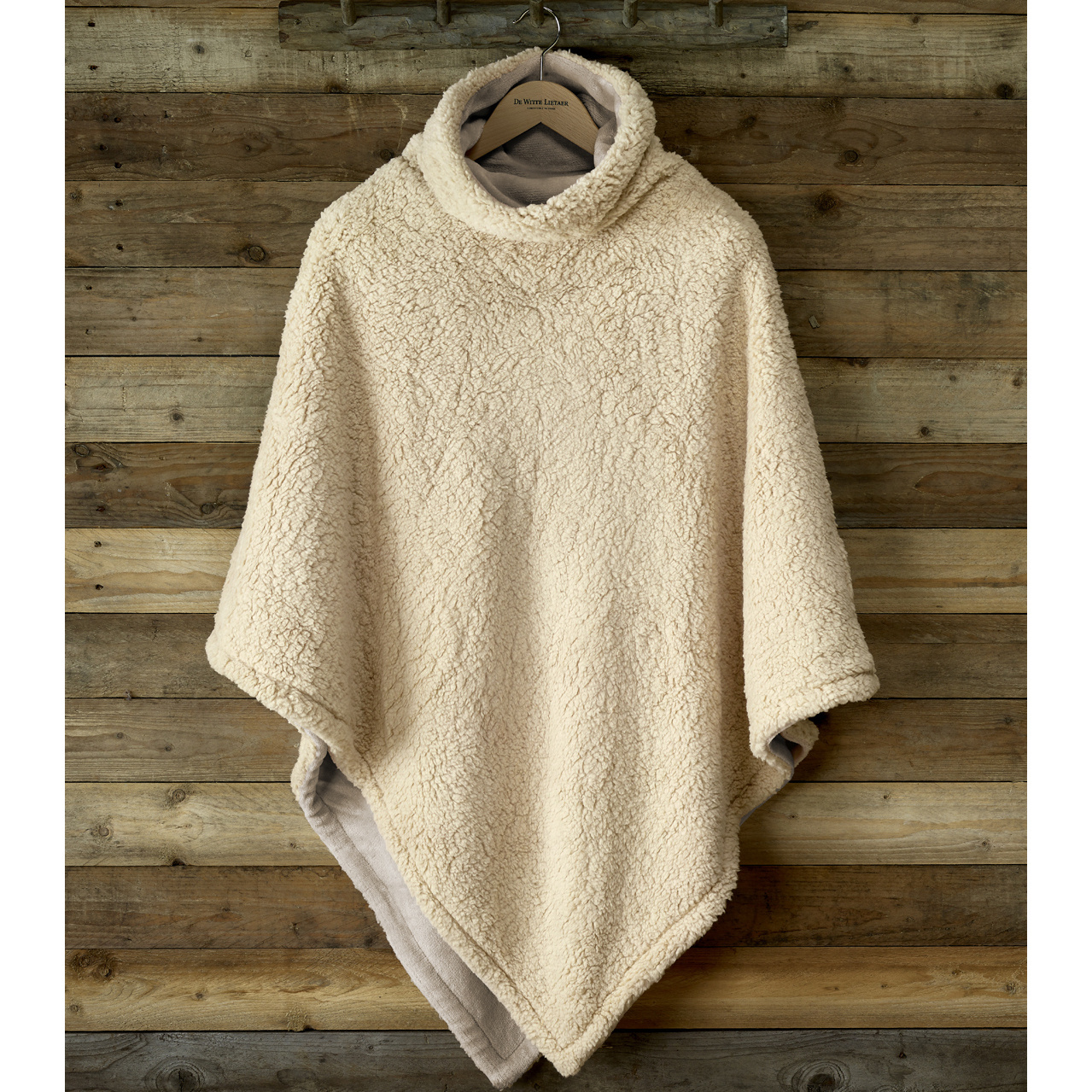De Witte Lietaer Teddy Fleece Poncho Ganges - Safari -  86 x 86 cm - Polyester