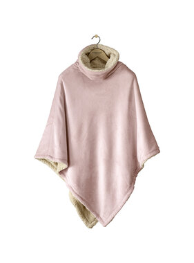 De Witte Lietaer Teddy Fleece Poncho Ganges Vieux Rose 86 x 86 cm Polyester
