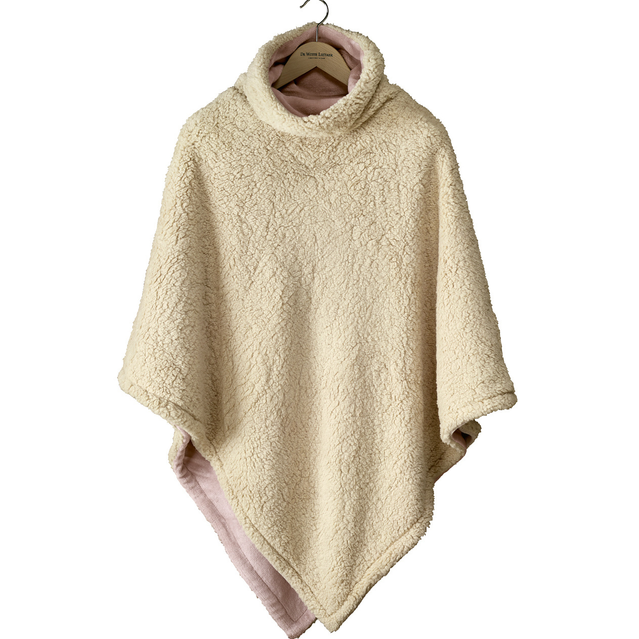 De Witte Lietaer Teddy Fleece Poncho Ganges - Vieux Rose - 86 x 86 cm - Polyester
