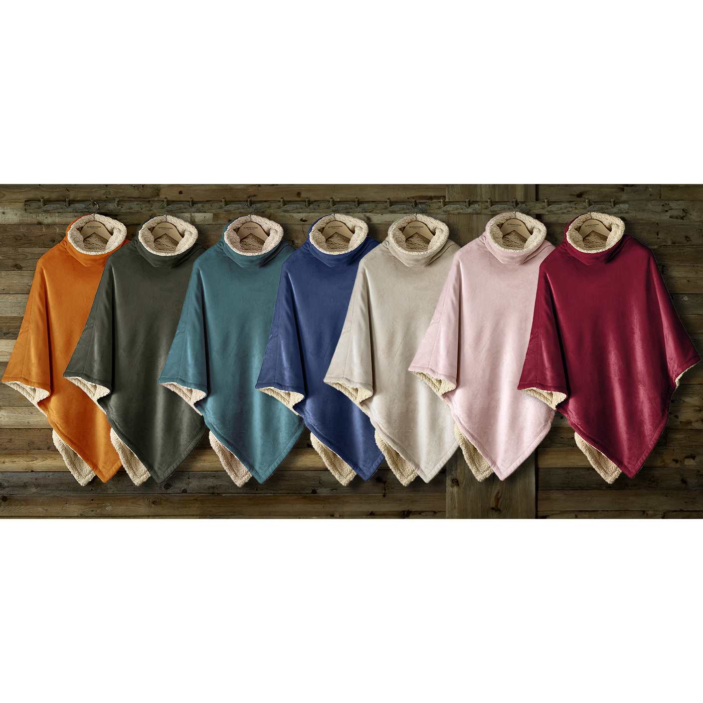 De Witte Lietaer Teddy Fleece Poncho Ganges - Wine Red - 86 x 86 cm - Polyester