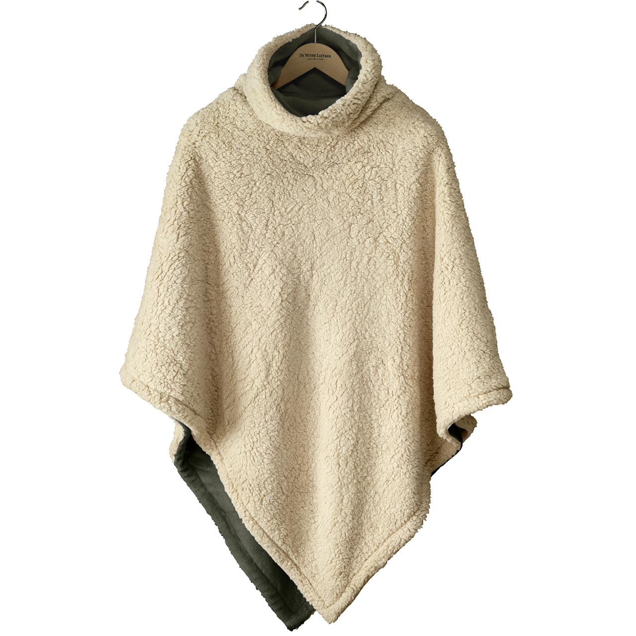 De Witte Lietaer Teddy Fleece Poncho Ganges - Khaki - 86 x 86 cm - Polyester