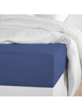 De Witte Lietaer Hoeslaken Olivia Blue Indigo 180 x 200/220 Katoen Satijn