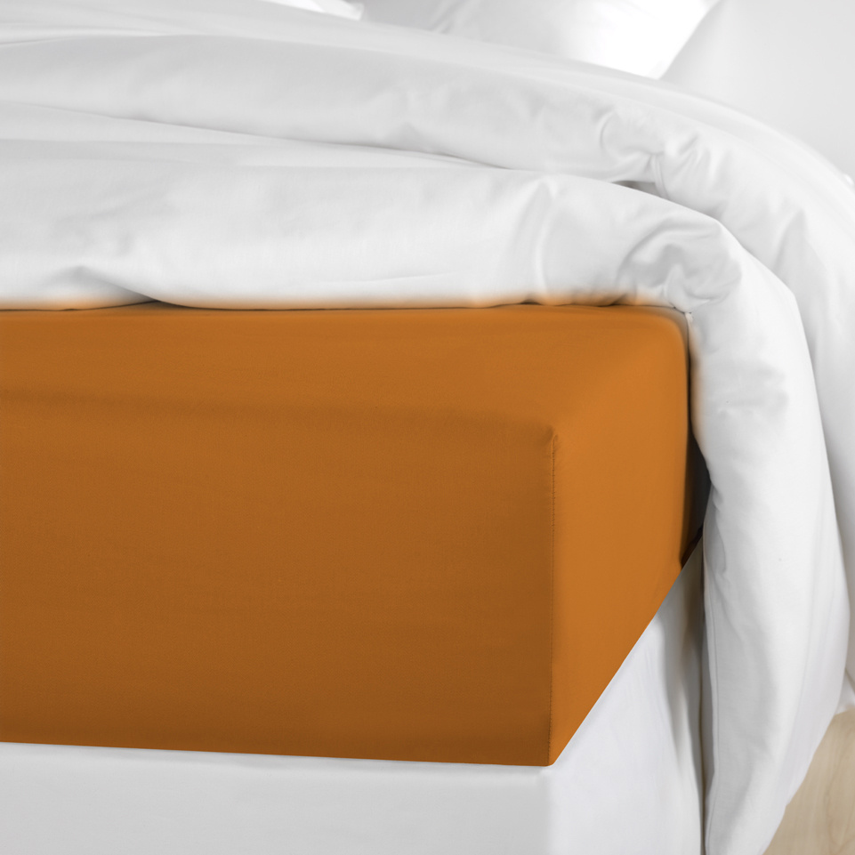 De Witte Lietaer Hoeslaken Olivia Copper - 90 x 200/220 x h 30 - Katoen Satijn