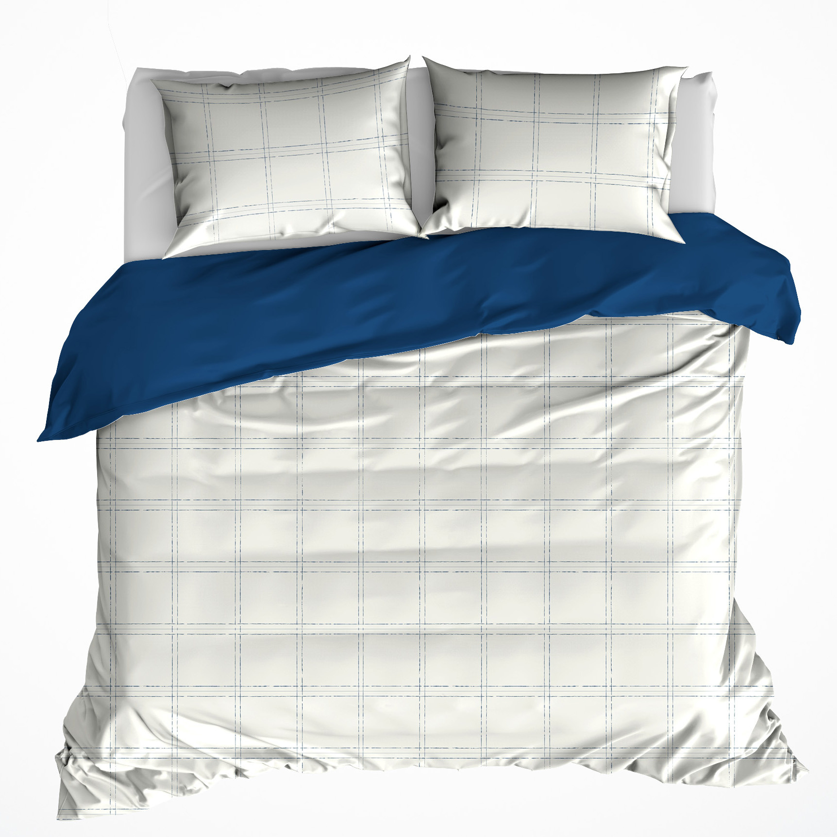 De Witte Lietaer Dekbedovertrek Juul Blue Indigo - 260 x 240 + 2 st. 60 x 70 cm - Katoen Flanel