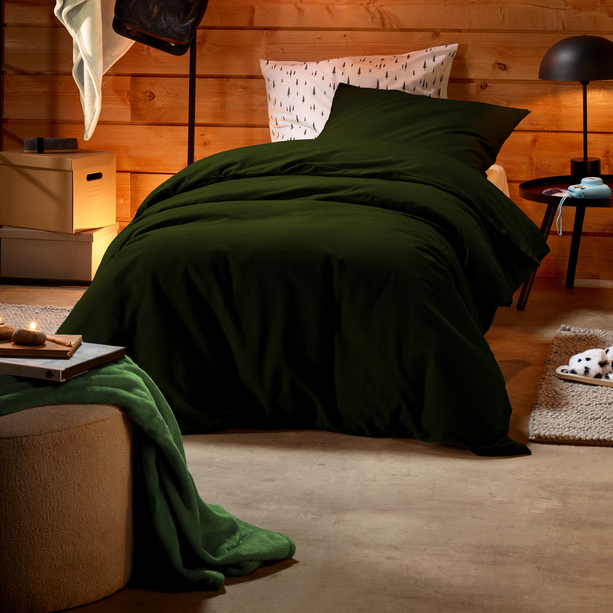 De Witte Lietaer Dekbedovertrek Laura Khaki - 140 x 200/220 + 60 x 70 cm - Katoen Flanel