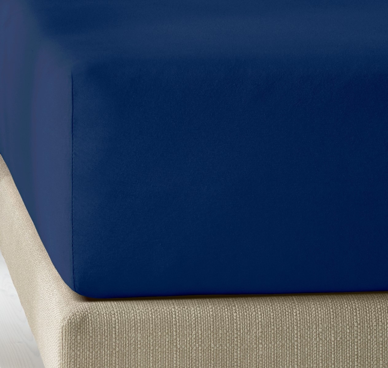 De Witte Lietaer Fitted sheet Elena Navy Blue - 160 x 200/220 xh 30 - Cotton Jersey