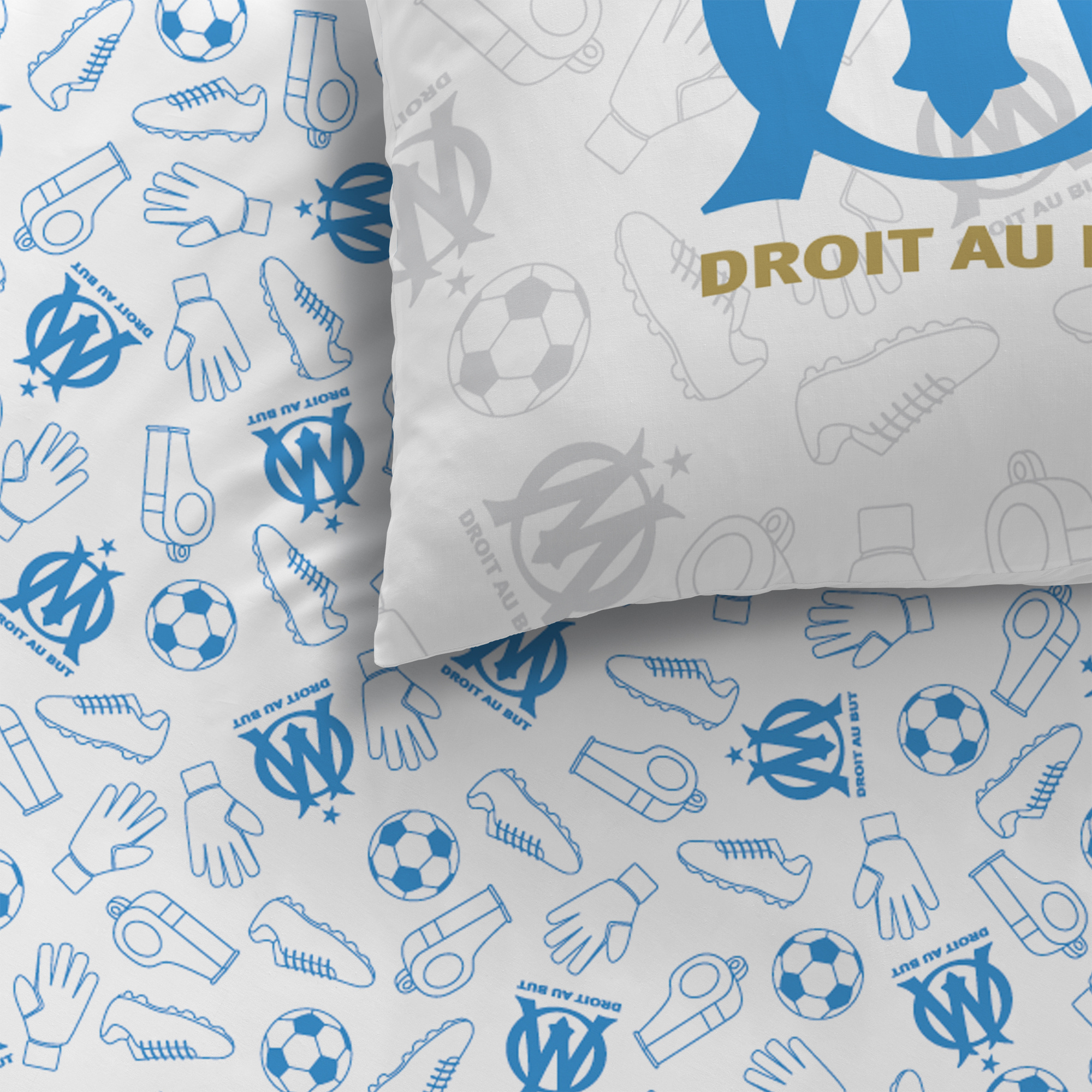 Olympique Marseille Univers Duvet Cover - 140 x 200 + 63 x 63 cm - Cotton