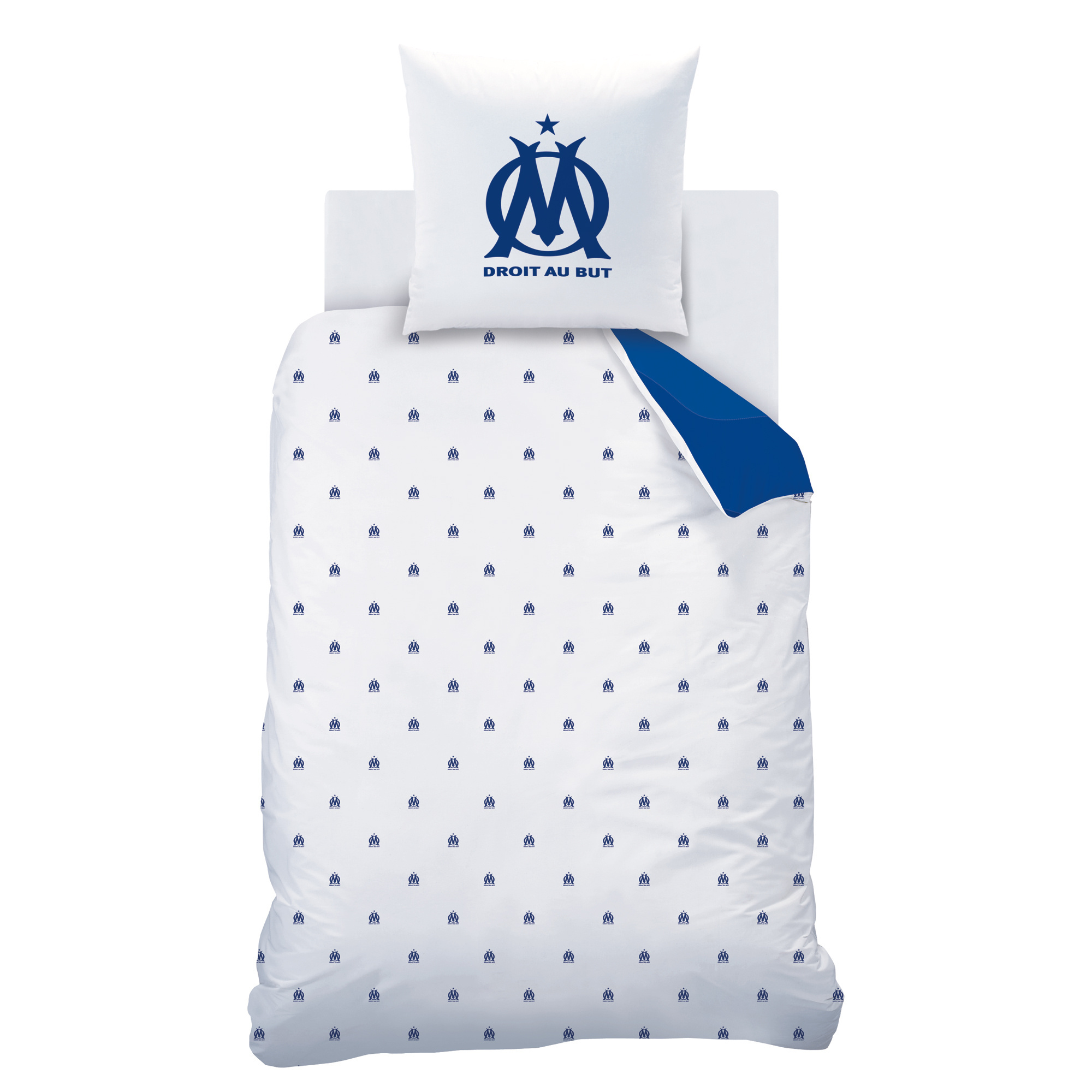 Olympique Marseille Ondeblue Duvet Cover - 140 x 200 + 63 x 63 cm - Cotton