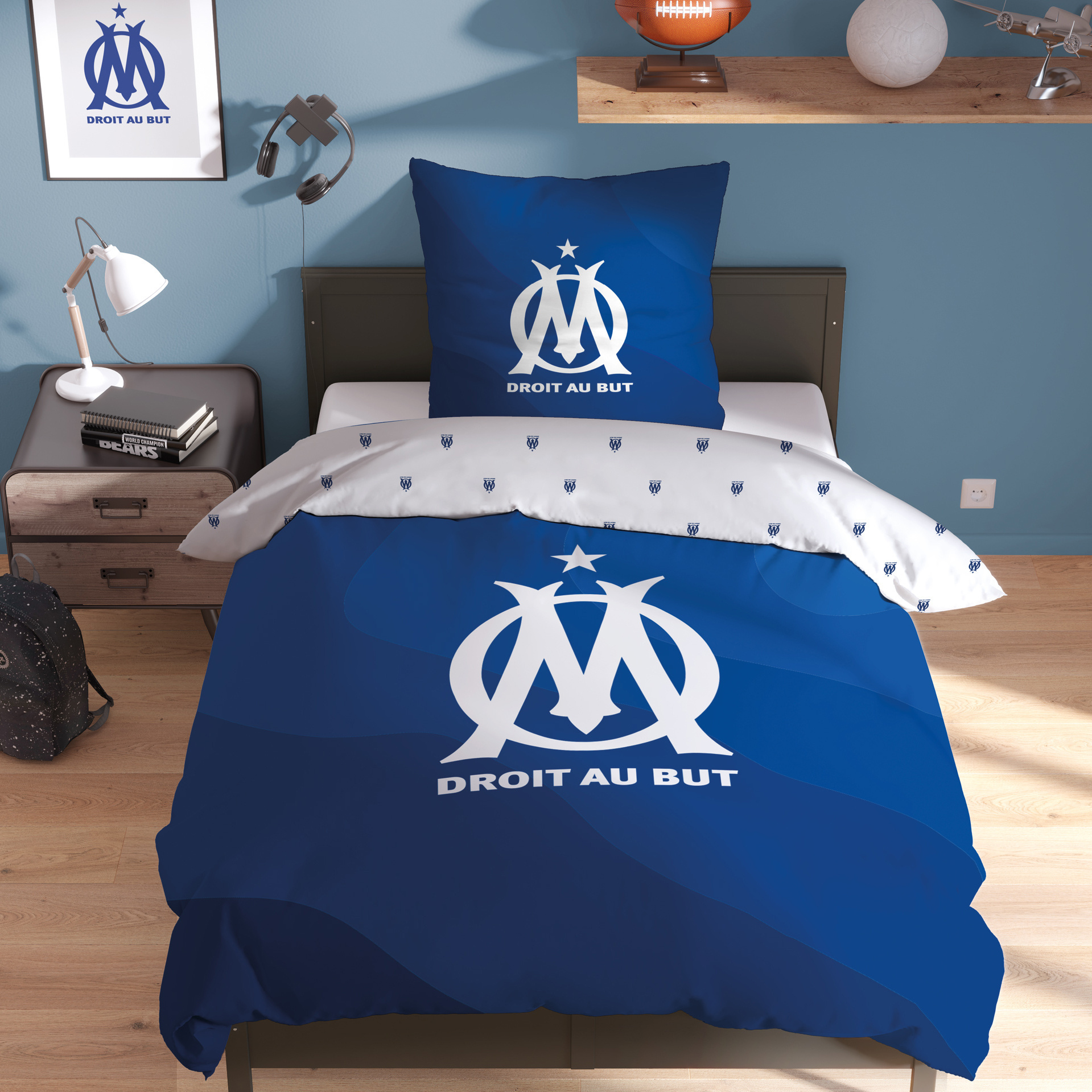 Olympique Marseille Dekbedovertrek Ondeblue - 140 x 200 + 63 x 63 cm - Katoen