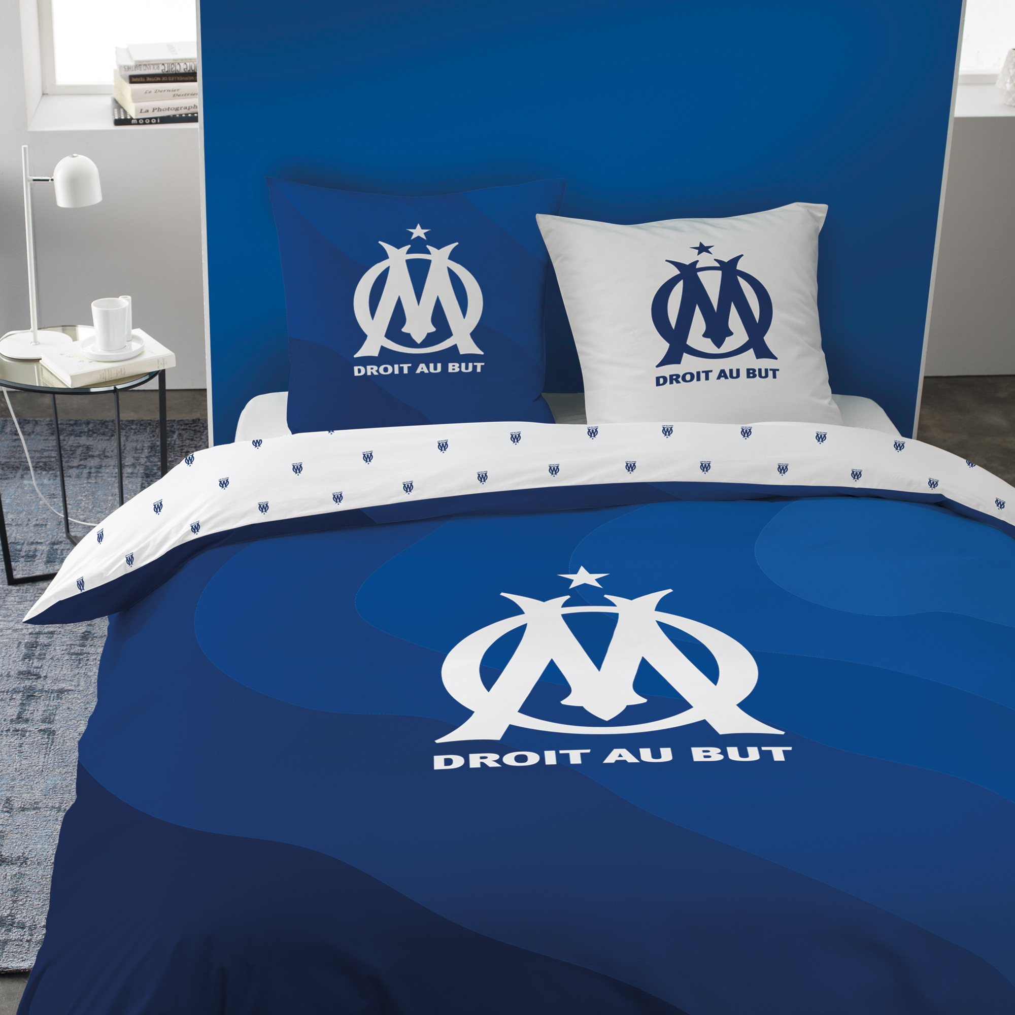 Olympique Marseille Duvet cover Ondeblue - Double - 240 x 220 + (2)63 x 63 cm - Cotton