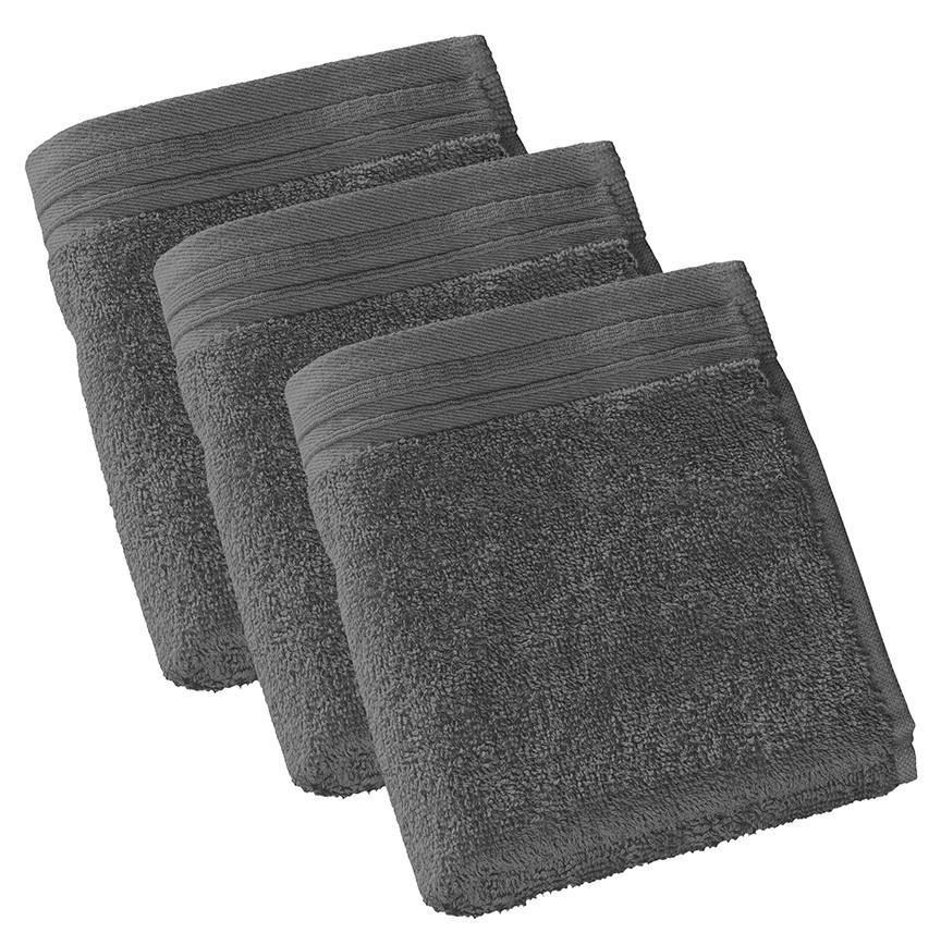 De Witte Lietaer Imagine Anthracite guest towels - set of 3 - 30 x 50 cm - Black - Cotton