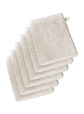 De Witte Lietaer Imagine Birch Beige Washcloths Set of 6, 16.5 x 22 cm Cotton