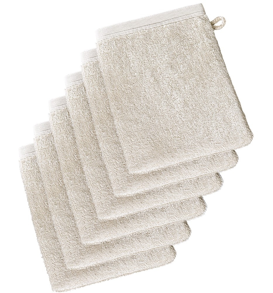 De Witte Lietaer Imagine Birch Beige Washcloths - 16.5 x 22 cm - Pack of 6 - Beige - Cotton