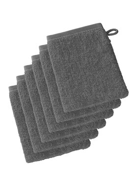 De Witte Lietaer Washandjes Imagine Anthracite set 6 stuks 16.5 x 22 cm Katoen