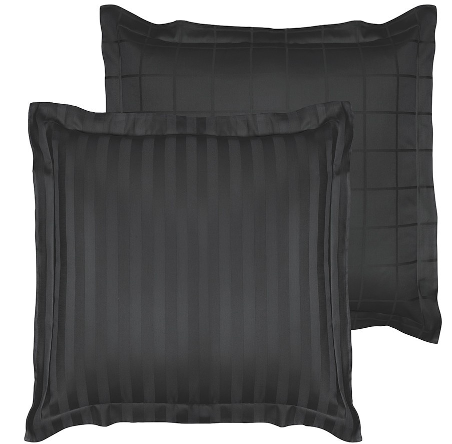 De Witte Lietaer Zygo Ebony Pillowcase - 63 x 63 cm - Black - Cotton Satin