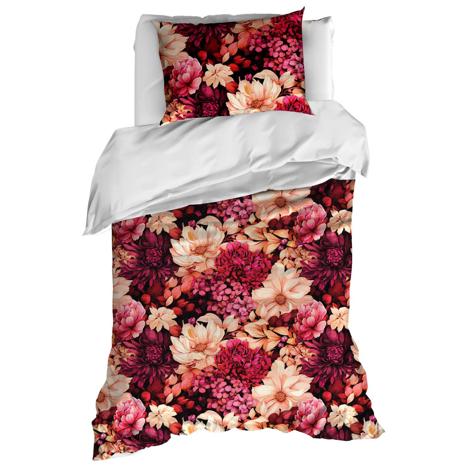 De Witte Lietaer Duvet cover Dahlia Coral Paradis - 140 x 200/220 + 60 x 70 cm - Cotton Satin