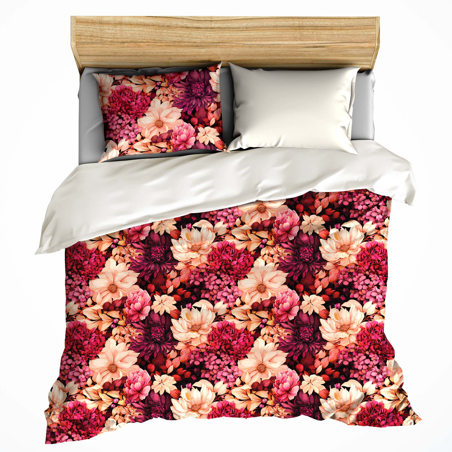 De Witte Lietaer Dekbedovertrek Dahlia Coral Paradis - 260 x 240 + 2x 60 x 70 cm - Katoen Satijn