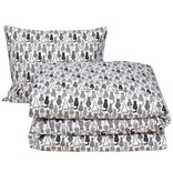 Moodit Dekbedovertrek Odil Chat Chat Noir - 140 x 200/220 + 60 x 70 cm - Wit - Katoen