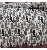 Moodit Duvet Cover Odil Chat Chat Noir - 260 x 240 + 2x 60 x 70 cm - White - Cotton