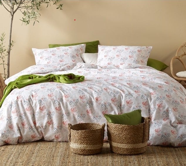 Moodit Dekbedovertrek Odil Dandelion Orange Blue - 240 x 220 + 2x 60 x 70 cm - Katoen