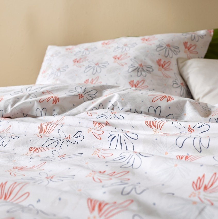Moodit Dekbedovertrek Odil Dandelion Orange Blue - 240 x 220 + 2x 60 x 70 cm - Katoen