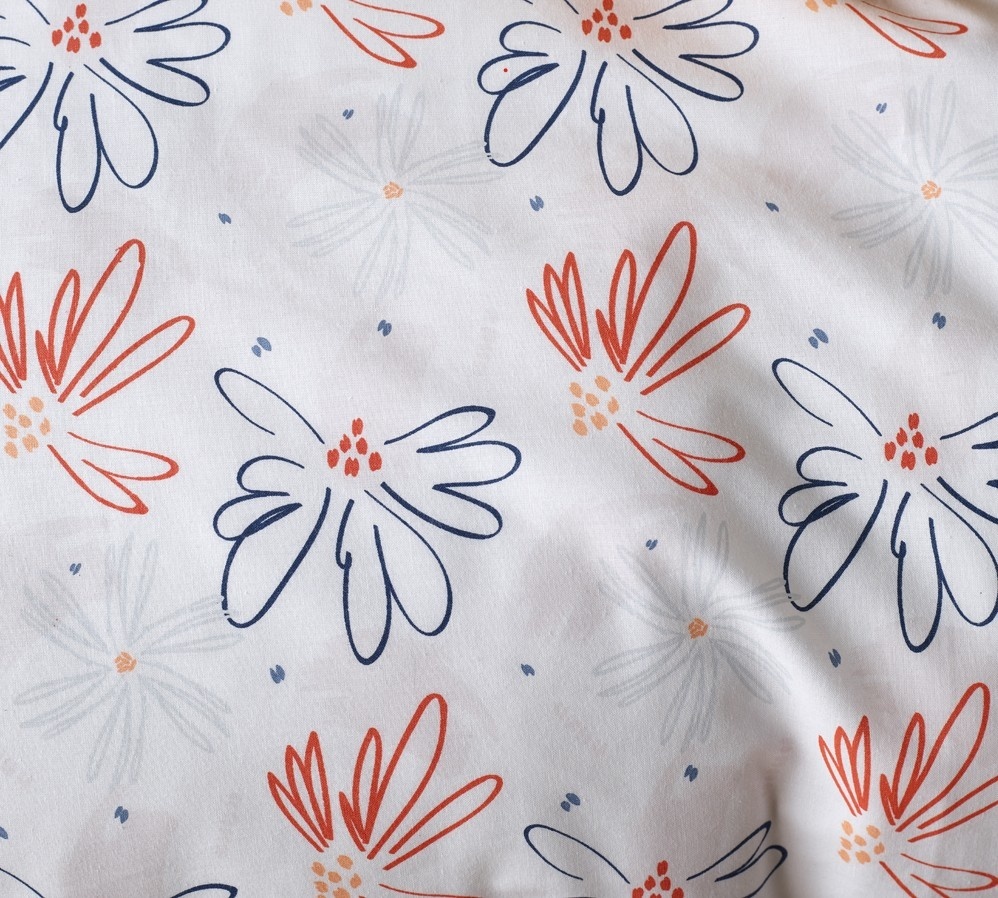 Moodit Dekbedovertrek Odil Dandelion Orange Blue - 240 x 220 + 2x 60 x 70 cm - Katoen