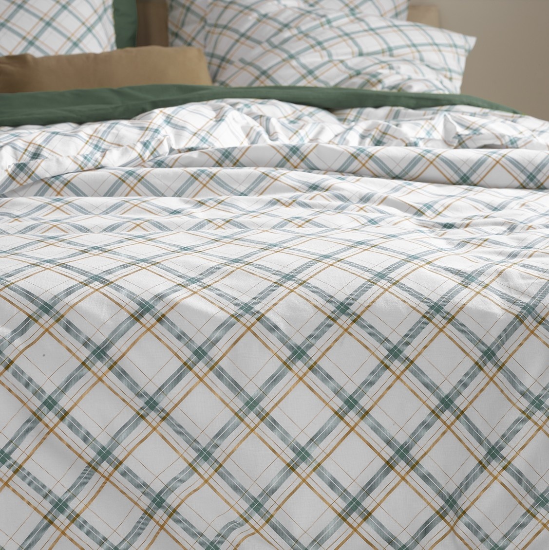 Moodit Dekbedovertrek Odil Dustin Amazon Green - 200 x 200/220 + 2x 60 x 70 cm - Katoen